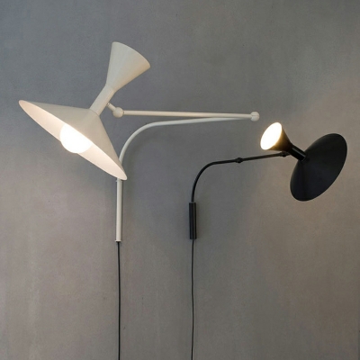 Head Rocker Arm Lamp Adjustable Rotating Horn Wall Lamp for Living Room Master Bedroom