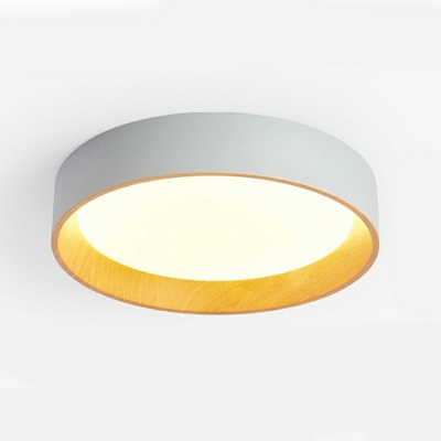 Japanese Creative Wood Grain Ceiling Lamp Modern Acrylic Round Flushmount Ceiling Light