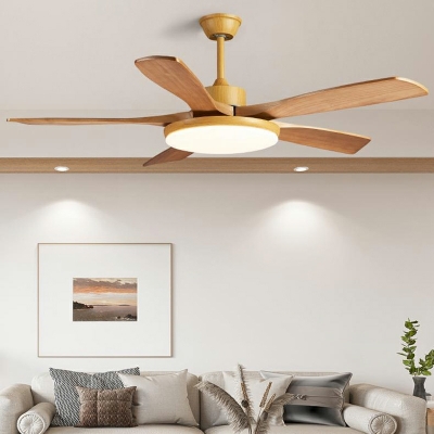 Modern Simple Wood Art Ceiling Mounted Fan Light Creative LED Fan Light for Living Room