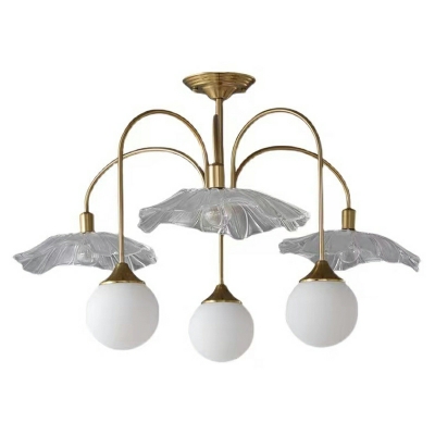 Nordic Personalized Glass Ball Ceiling Lamp Post-modern Lotus Leaf Ceiling Lamp