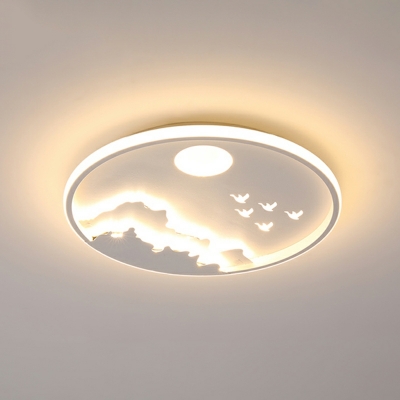 Round LED Light Fixture Landscape Acrylic Ceiling Mount Light