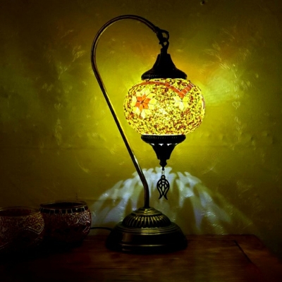 1 Light Nightstand Lights Traditional Style Ball Shape Metal Night Table Lamps