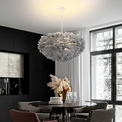 3 Light Pendant Light Fixtures Modern Style Globe Shape Metal Hanging Chandelier