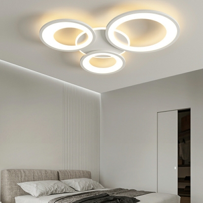 4 Light Ceiling Mounted Fixture Minimalist Style Round Shape Metal Flushmount Lighting