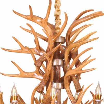 9 Light Pendant Chandelier Traditional Style Antlers Shape Metal Hanging Light Kit