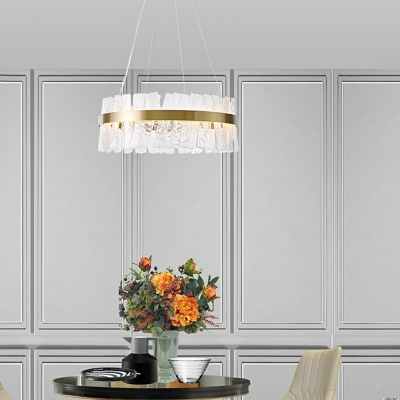 Crystal Wheel Shape Ceiling Lamp Modern LED Dining Room Flush Mount Light
