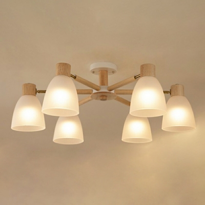 Japanese Minimalist Wooden Ceiling Lamp Creative Glass Ceiling Light Fixture for Living Room