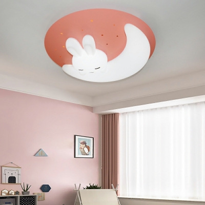 LED Light Fixture Lovely Sleep Rabbit Shape Acrylic Ceiling Mount Light for Kindergarten