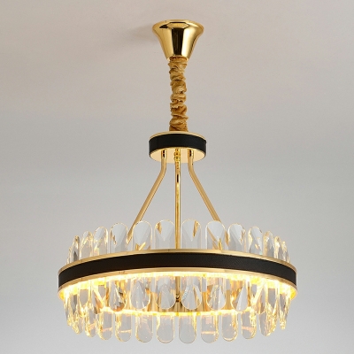 Light Luxury Leather Crystal Chandelier Ring Chandelier for Living Room