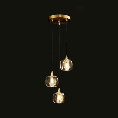 Modern Minimalist Copper Hanging Lamp Creative Duplex Building Crystal Hanging Lamp