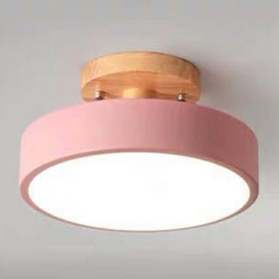 Nordic Wooden LED Ceiling Lamp Creative Macaron Color Ceiling Light Fixture