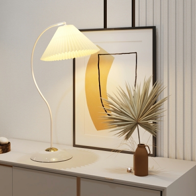 1 Light Nightstand Light Simplistic Style Cone Shape Fabric Night Table Lamp