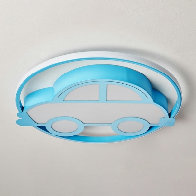 Car Shade  Boys Room Ceiling Lamp Acrylic Cartoon LED Flush Mounted Light