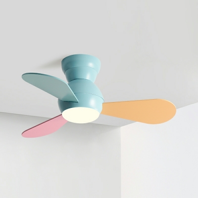 Creative Macaron Ceiling Fan Light Simple LED Ceiling Fan Light for Children's Room