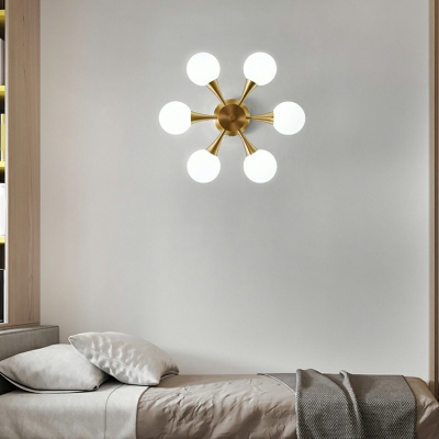 Nordic Full Copper Ceiling Light Fixture Creative Glass Ball Ceiling Lamp for Bedroom