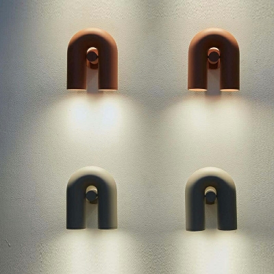 U-shaped Rotating Flush Mount Wall Sconce Minimalist Metal LED Wall Lamp for Bedroom Bar