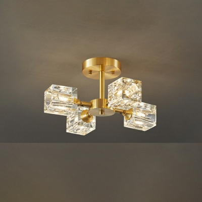 6 Light Flush Light Fixtures Minimalistic Style Square Shape Metal Ceiling Mounted Lights