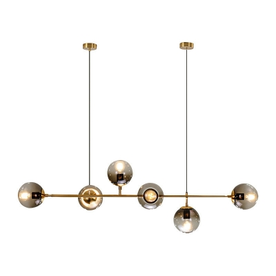 6 Light Pendant Chandelier Industrial Style Globe Shape Metal Hanging Lamps