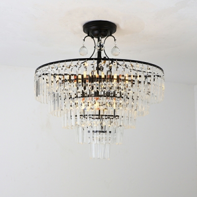 Modern Crystal Ceiling Light Fixture Creative Round Multi-layer Ceiling Lamp for Living Room