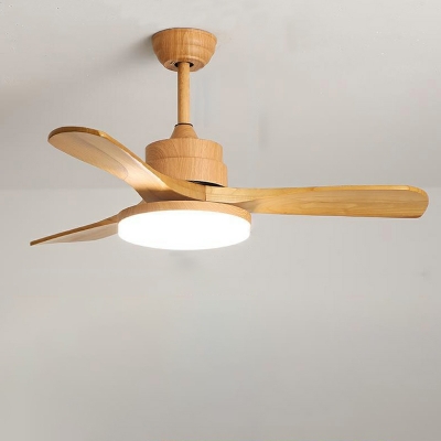 Modern Simple Wood Art Ceiling Mounted Fan Light Creative LED Fan Light for Living Room