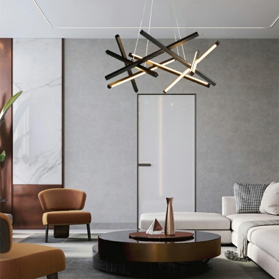 Postmodern Minimalist LED Chandelier Creative Strip Chandelier for Living Room