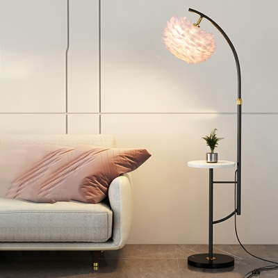 1 Light Floor Lamp Contemporary Style Dome Shape Metal Standing Lights