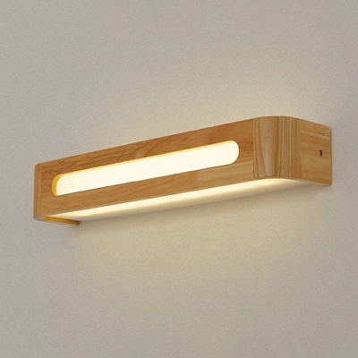 1 Light Sconce Light Simplistic Style Rectangle Shape Wood Wall Mounted Lamp