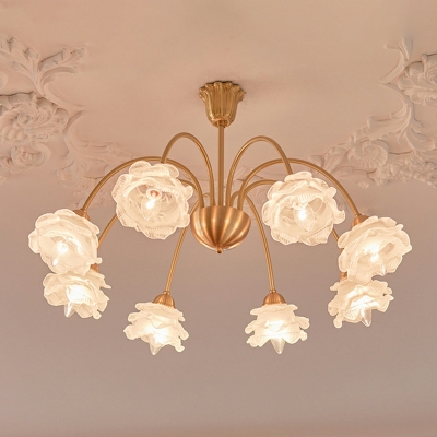 10 Light Pendant Chandelier Modernist Style Flower Shape Metal Hanging Ceiling Light