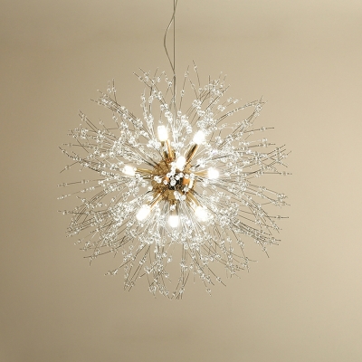 16 Light Pendant Lighting Modern Style Globe Shape Metal Hanging Chandelier