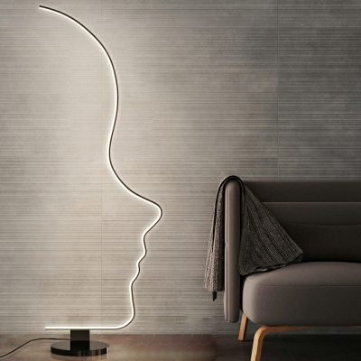 Creative Face LED Floor Light Novelty Minimalist Black Standing Floor Lamp