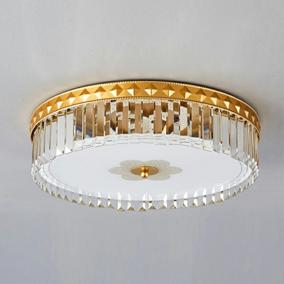 Crystal Drum Shape Ceiling Lamp Modern LED Flush Mount Light for Living Room