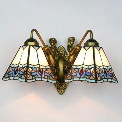 Magnolia Wall Light Sconce Tiffany Victorian Stained Glass Double Heads Wall Light
