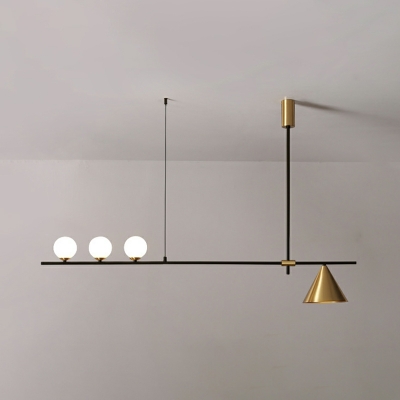 Modern Metal Chandelier Nordic Minimalist Strip Glass Bar Island Lamp