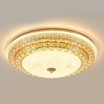Round Shape Crystal Flush Mount Lamp Light Luxury Living Room Ceiling Light