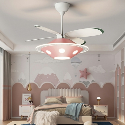 Semi Flush Fan Light Children's Room Style Acrylic Semi-Flush Mount for Living Room