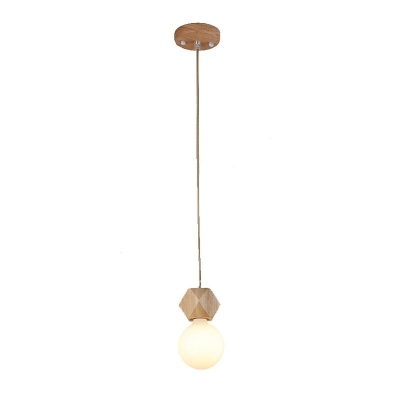 1 Light Mini Pendant Light Modern Wood Hanging Lamp for Hallway Bedside