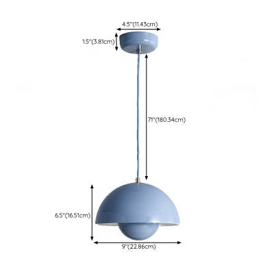 1 Light Pendant Light Modern Style Suspended Lighting Fixture Metal for Bedroom