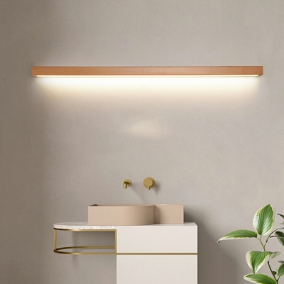 1 Light Sconce Light Fixture Minimalist Style Linear Shape Wood Wall Mounted Lamps