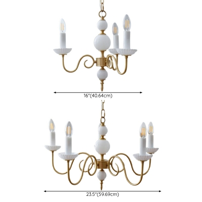 5 Light Pendant Light Fixture Modern Style Candle Shape Metal Hanging Chandelier