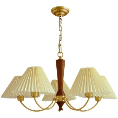All Copper Pleated Chandelier Creative Dining Room Bedroom Vintage Solid Wood Chandelier