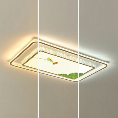 Chinese Style Crystal Ceiling Lighting Geometric Shape LED Flush Lamp
