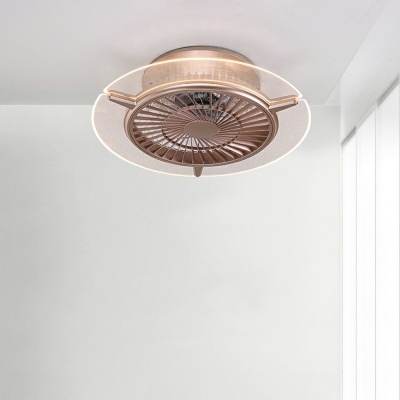 Metal Flush Light Fixtures Modern Pink Flush Mount Fan Lamps for Living Room