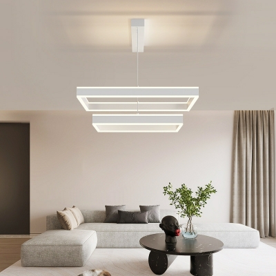 Modern Aluminum Chandelier Nordic Creative LED Square Chandelier for Living Room