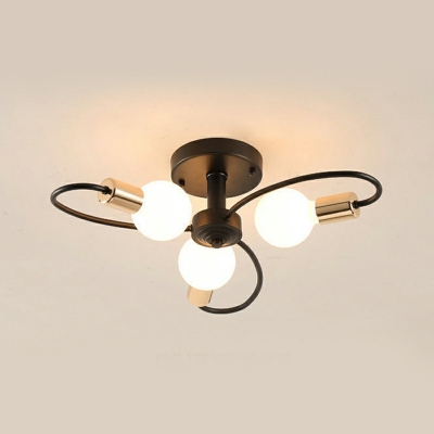 Nordic Minimalist Ceiling Lamp Retro Metal Curved Tube Ceiling Light Fixture