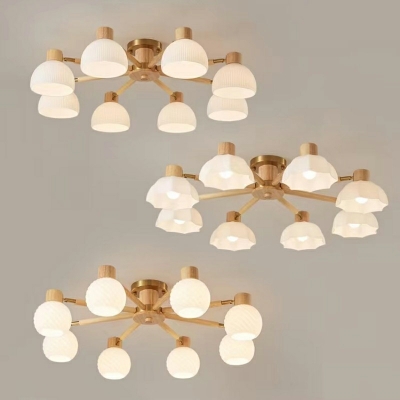 Nordic Simple Wooden Ceiling Lamp Creative Glass Ceiling Light Fixture
