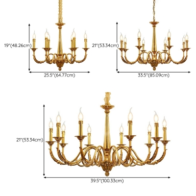 10 Light Hanging Chandelier Modern Style Candle Shape Metal Pendant Light Fixtures