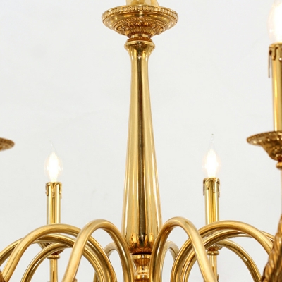 10 Light Pendant Light Fixtures Modern Style Candle Shape Metal Hanging Chandelier