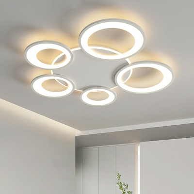 4 Light Ceiling Mounted Fixture Minimalist Style Round Shape Metal Flushmount Lighting