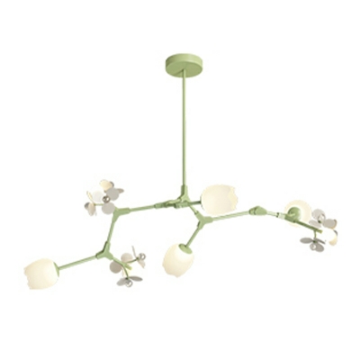 8 Light Pendant Light Fixtures Minimalist Style Flower Shape Metal Hanging Lamps