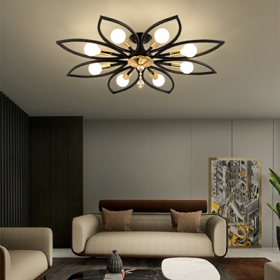 Creative Flush Ceiling Light Postmodern Flower Shade Living Room Flush Lamp